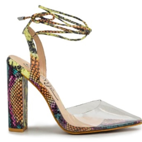 Clear Toe Multi Snake Print Heel - Picture 2 of 2